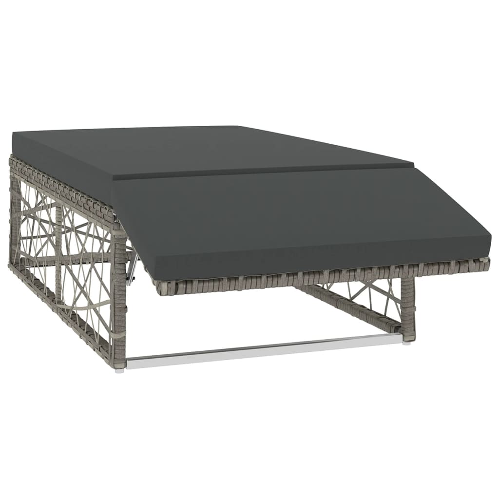 Set Mobilier De Grădină Cu Perne, 2 Piese, Gri, Poliratan