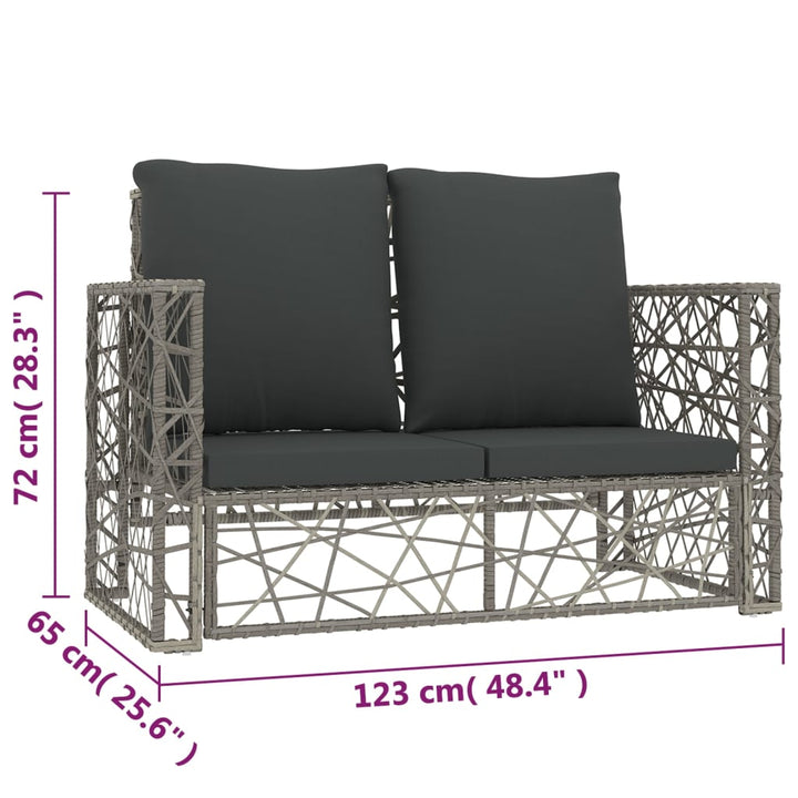 Set Mobilier De Grădină Cu Perne, 2 Piese, Gri, Poliratan