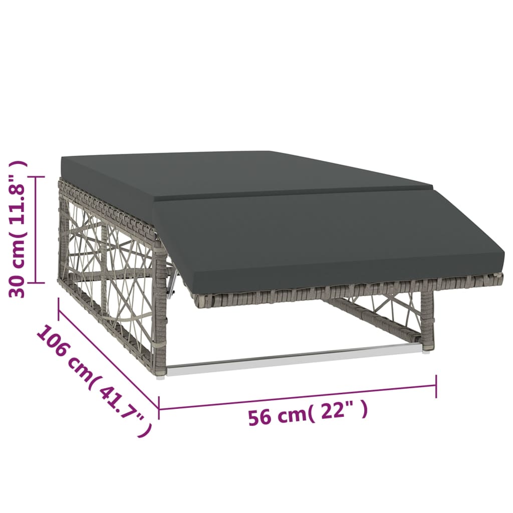 Set Mobilier De Grădină Cu Perne, 2 Piese, Gri, Poliratan