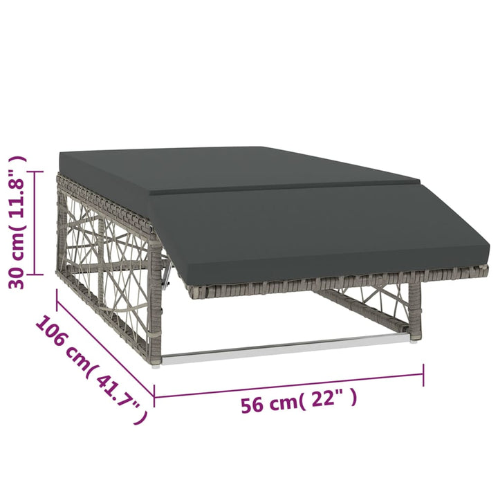 Set Mobilier De Grădină Cu Perne, 2 Piese, Gri, Poliratan