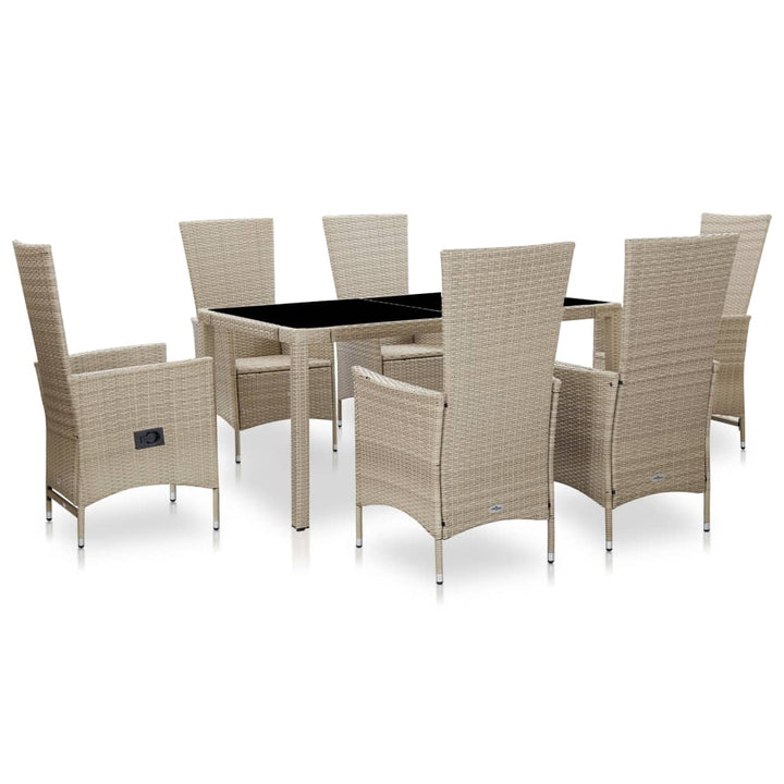 Set Mobilier De Exterior Cu Perne, 9 Piese, Bej, Poliratan