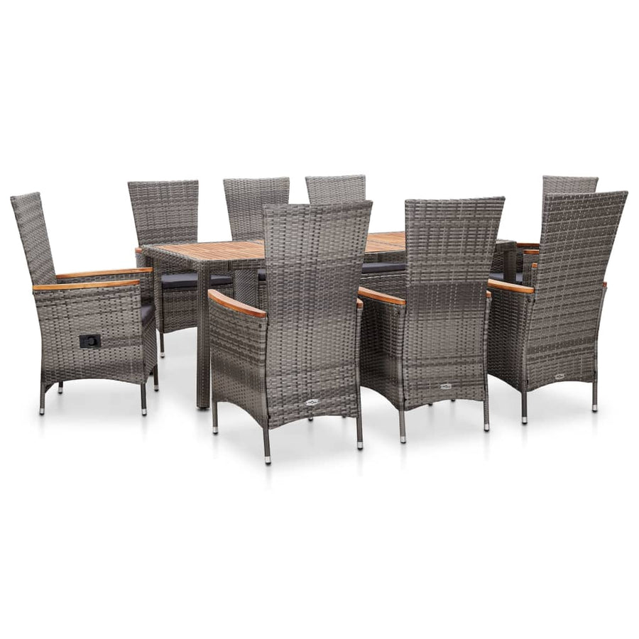 Set Mobilier De Exterior Cu Perne, 9 Piese, , Poliratan