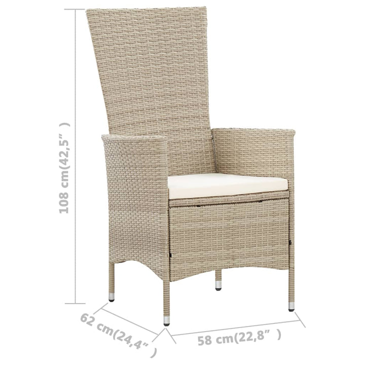 Set Mobilier De Exterior Cu Perne, 9 Piese, Bej, Poliratan