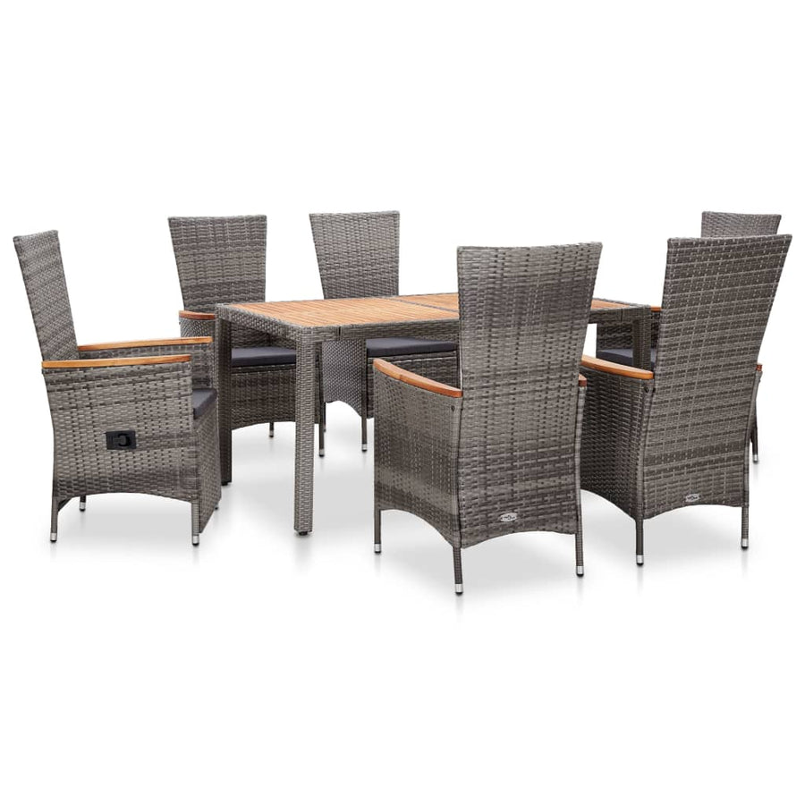 Set Mobilier De Exterior Cu Perne, 7 Piese, , Poliratan