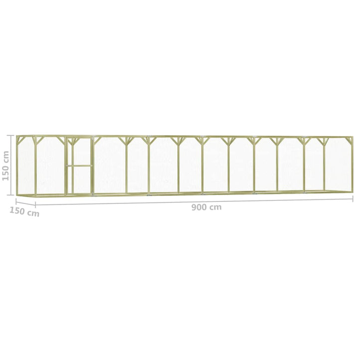 Coteț Pentru Păsări, 1,5 X 9 X 1,5 M, Lemn De Pin Tratat