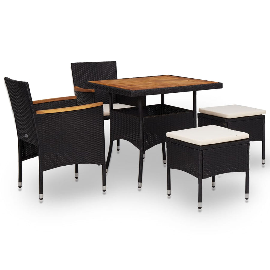 Set Mobilier De Exterior 5 Piese, , Poliratan, Lemn Acacia