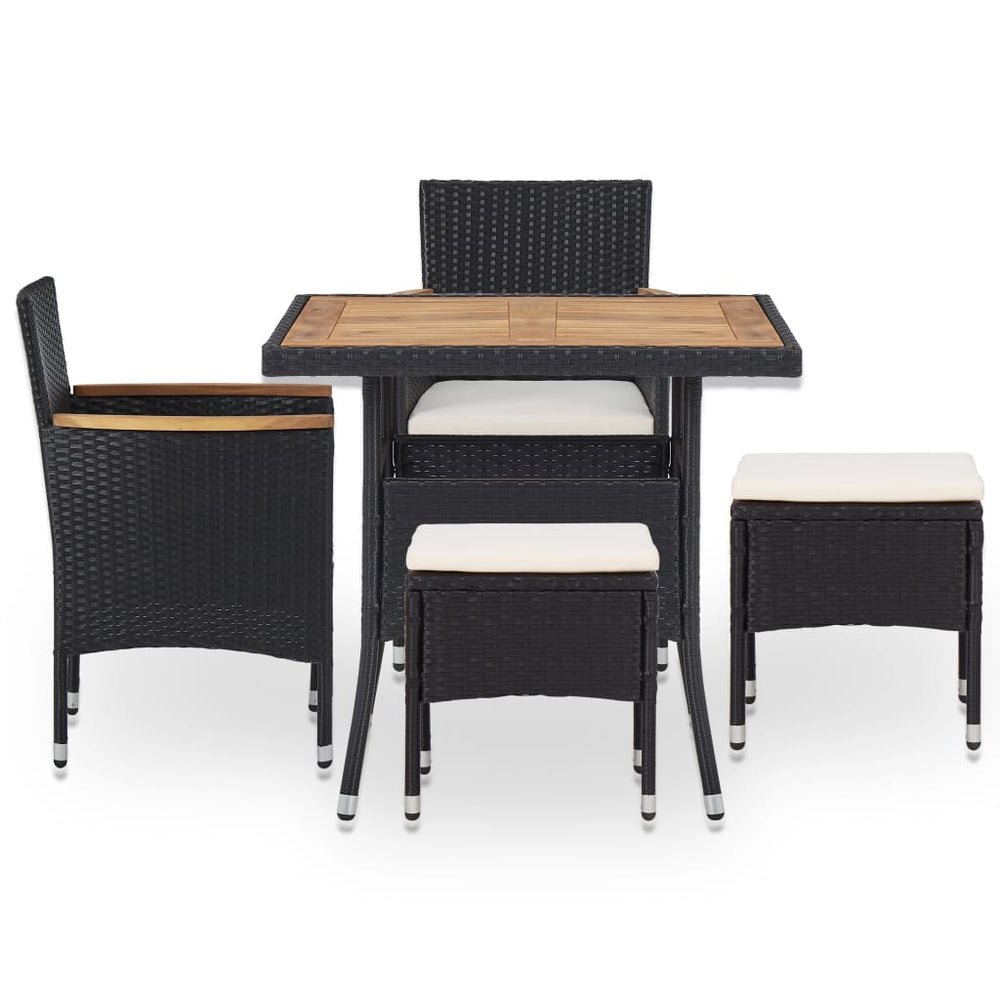 Set Mobilier De Exterior 5 Piese, , Poliratan, Lemn Acacia