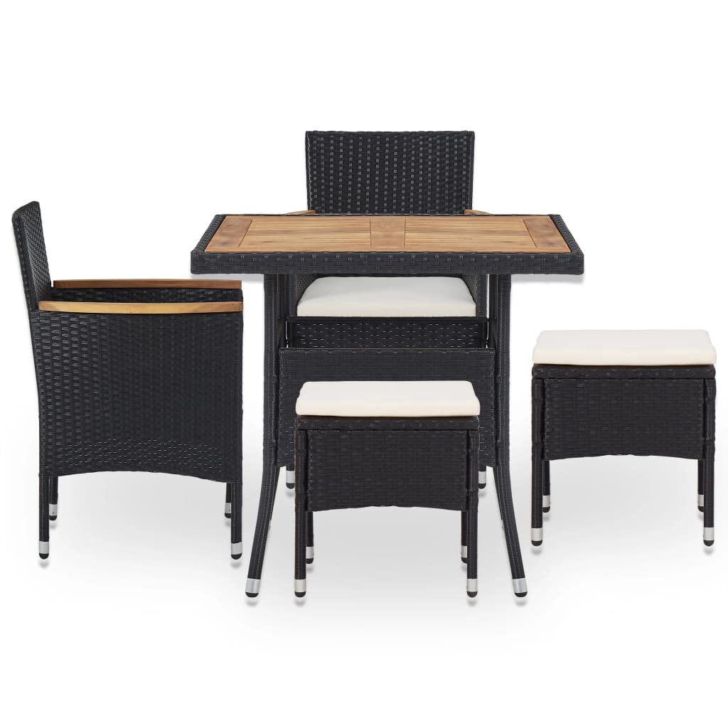 Set Mobilier De Exterior 5 Piese, , Poliratan, Lemn Acacia