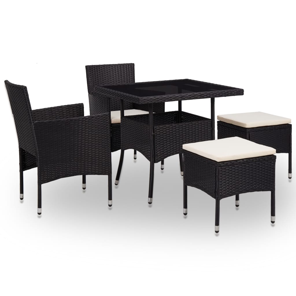 Set Mobilier De Exterior, 5 Piese, , Poliratan Și Sticlă