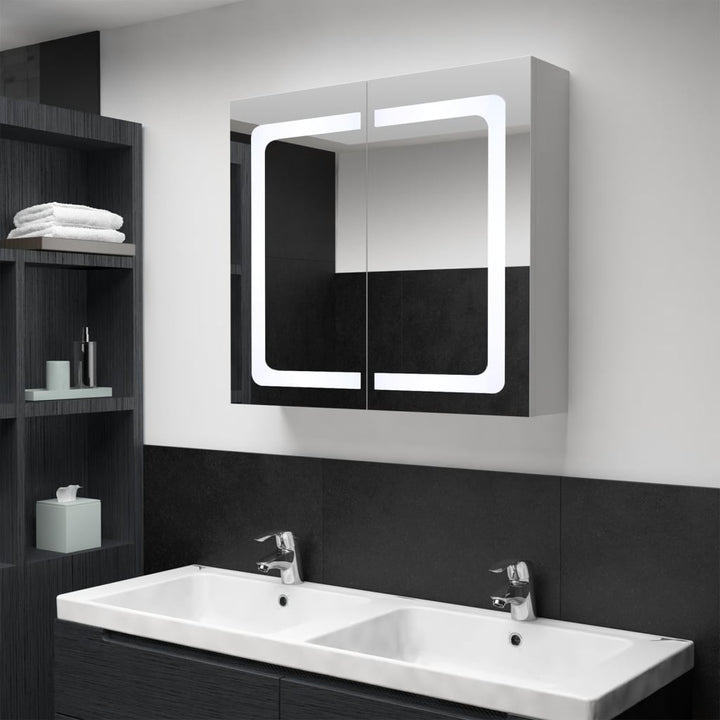 Dulap De Baie Cu Oglindă Și Led, 80 X 12,2 X 68 Cm