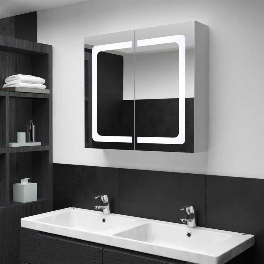 Dulap De Baie Cu Oglindă Și Led, 80 X 12,2 X 68 Cm