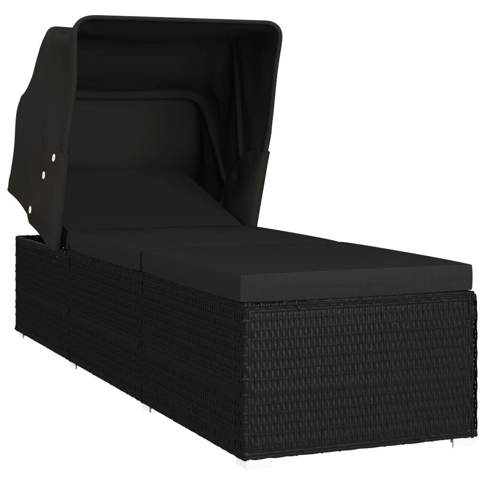 Șezlong Cu Copertină Și Pernă, , Poliratan