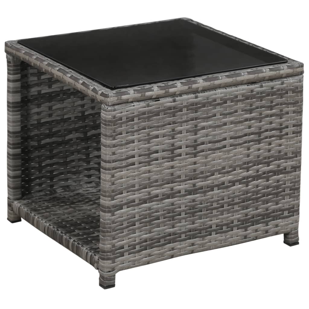 Set Mobilier Bistro Cu Perne, 3 Piese, Gri, Poliratan