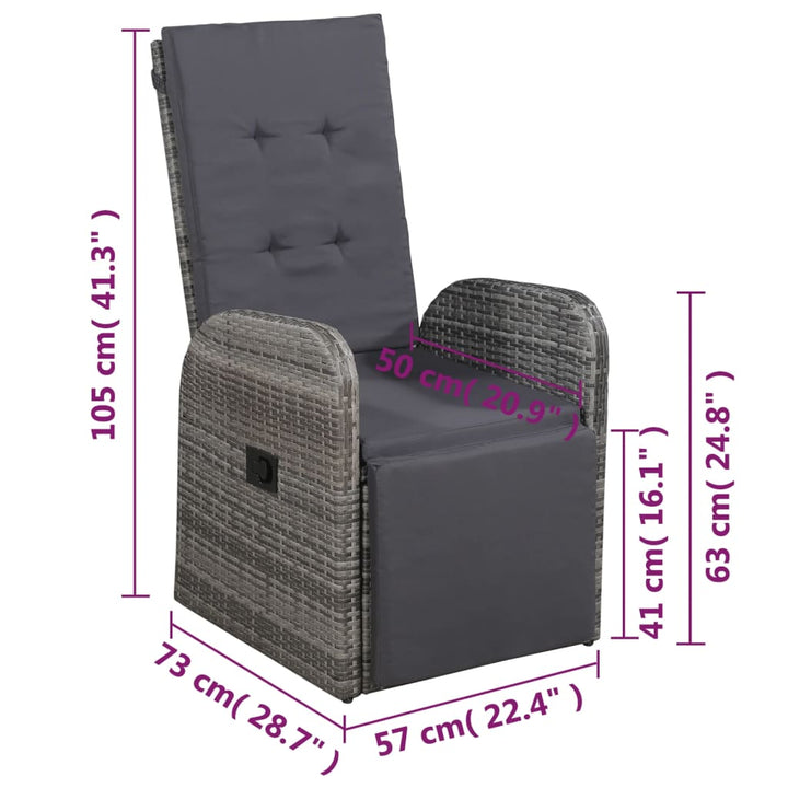 Set Mobilier Bistro Cu Perne, 3 Piese, Gri, Poliratan