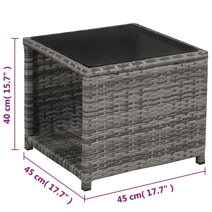 Set Mobilier Bistro Cu Perne, 3 Piese, Gri, Poliratan