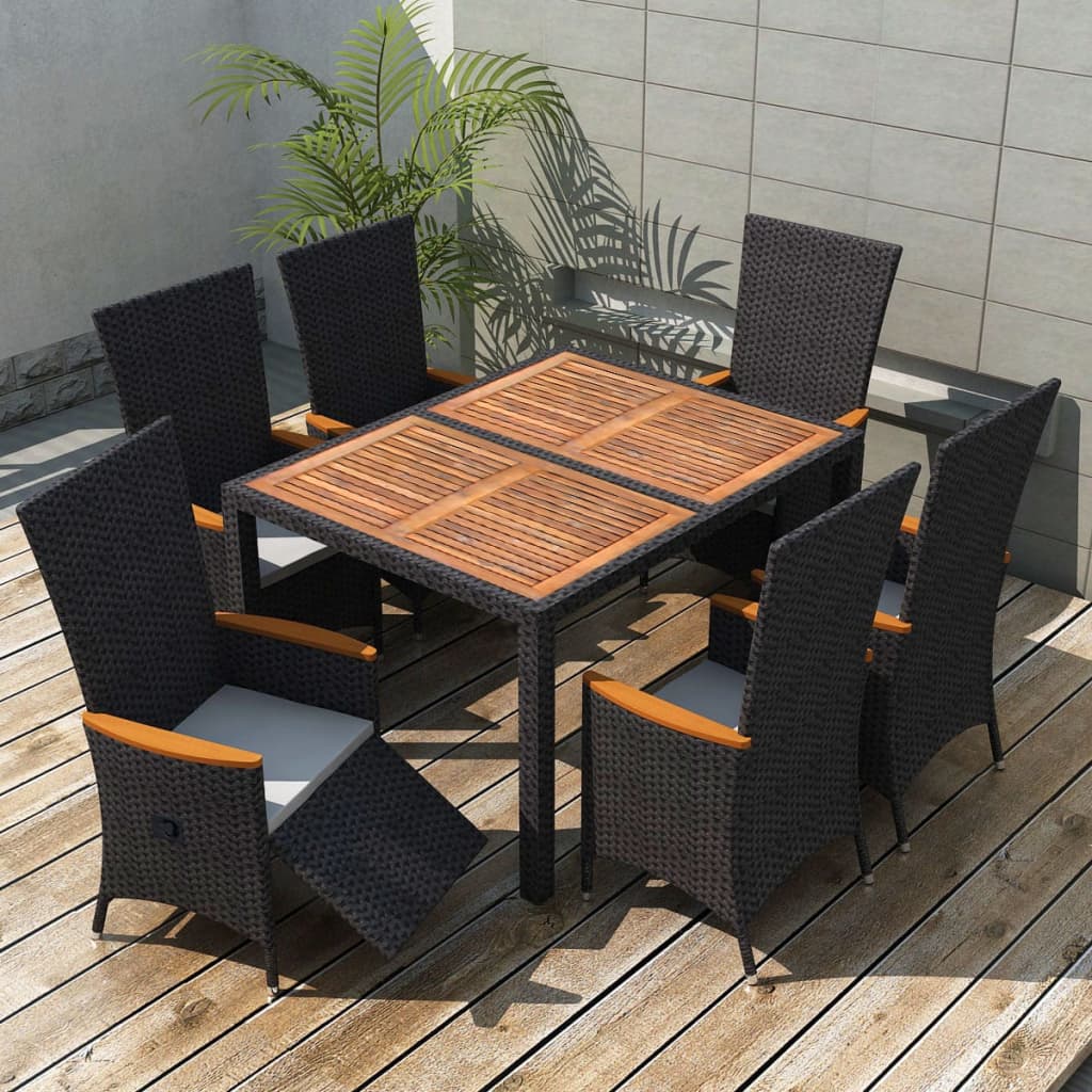 Set Mobilier De Exterior Cu Perne, 7 Piese, , Poliratan