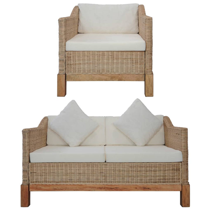 Set De Canapele Cu Perne, 2 Piese, Culoare Naturală, Ratan
