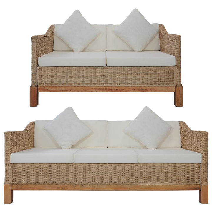 Set De Canapele Cu Perne, 2 Piese, Culoare Naturală, Ratan