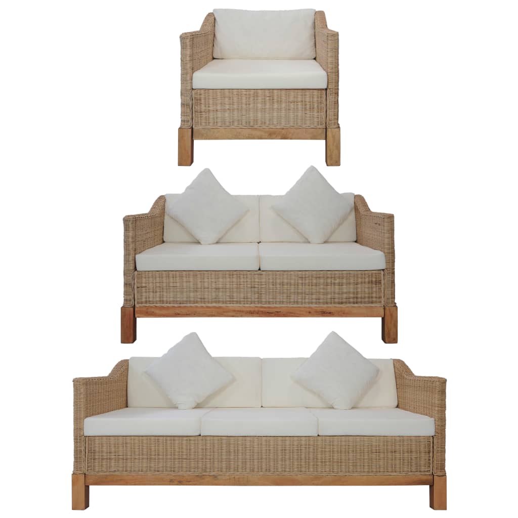 Set De Canapele Cu Perne, 2 Piese, Culoare Naturală, Ratan