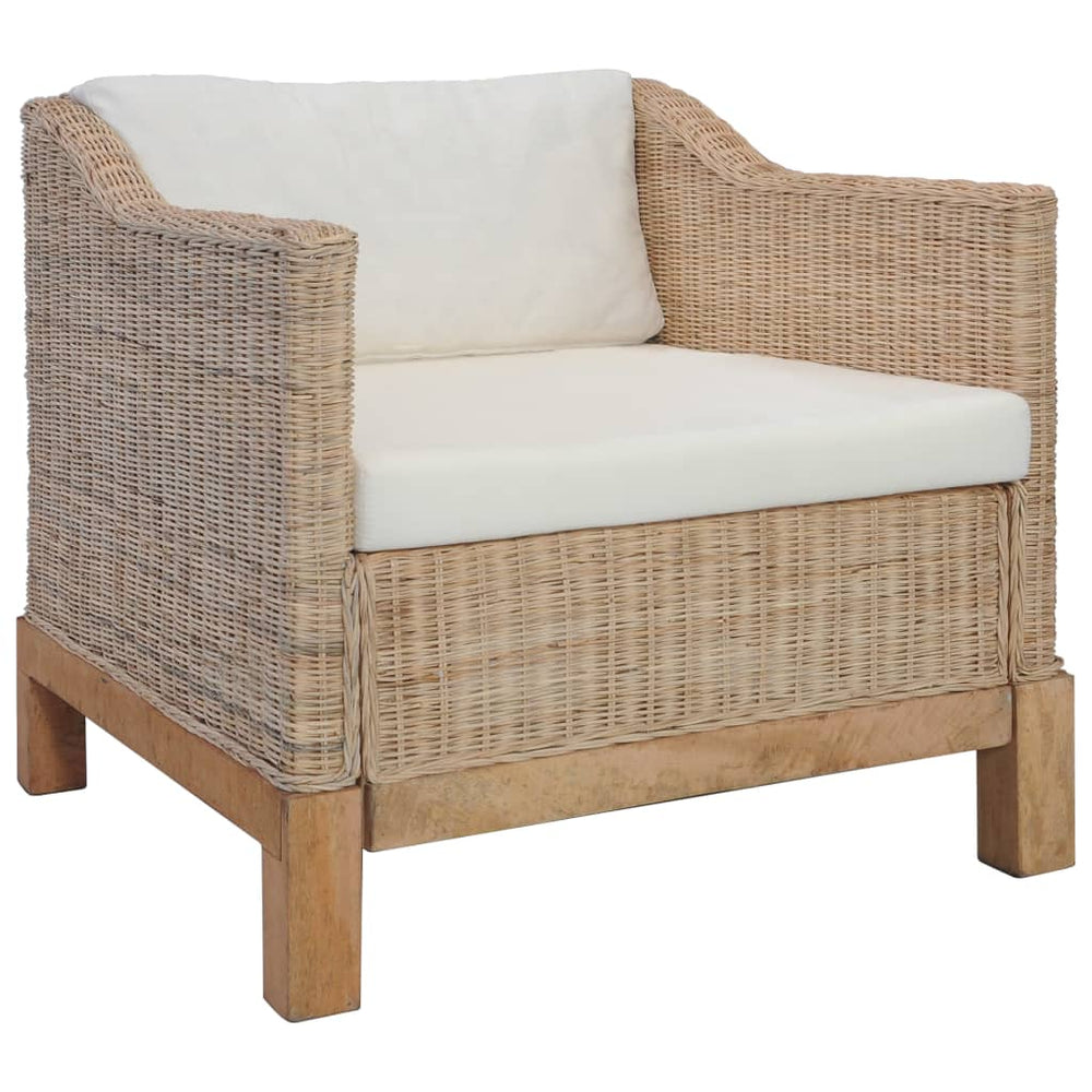 Set De Canapele Cu Perne, 2 Piese, Culoare Naturală, Ratan