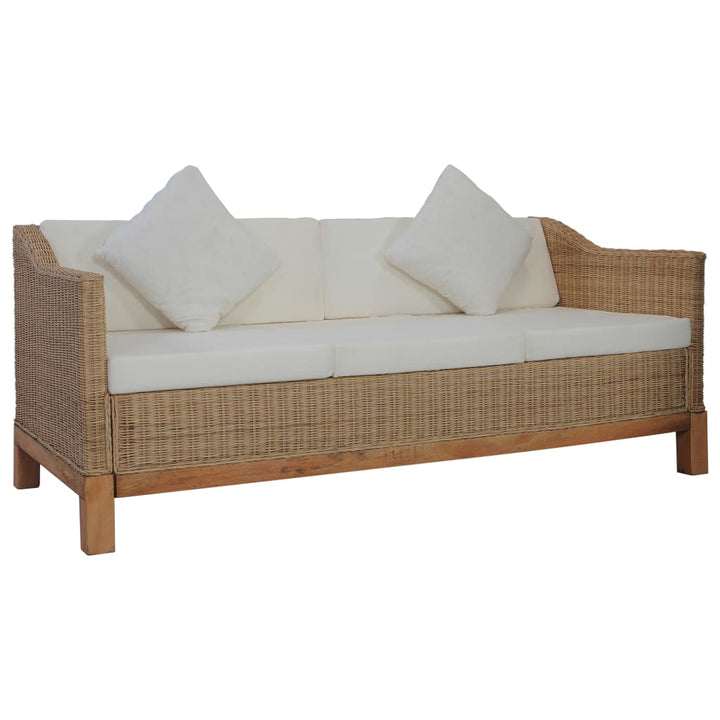 Set De Canapele Cu Perne, 2 Piese, Culoare Naturală, Ratan