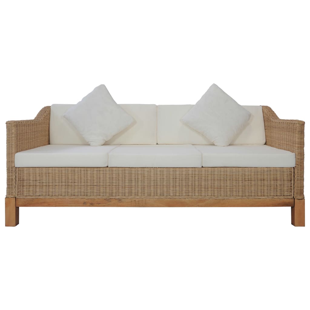 Set De Canapele Cu Perne, 2 Piese, Culoare Naturală, Ratan