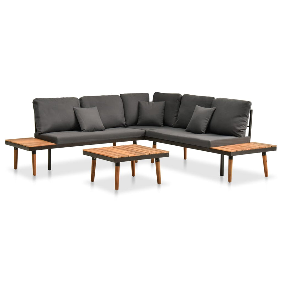 Set Mobilier De Grădină Cu Perne, 4 Piese, Lemn Masiv De Acacia