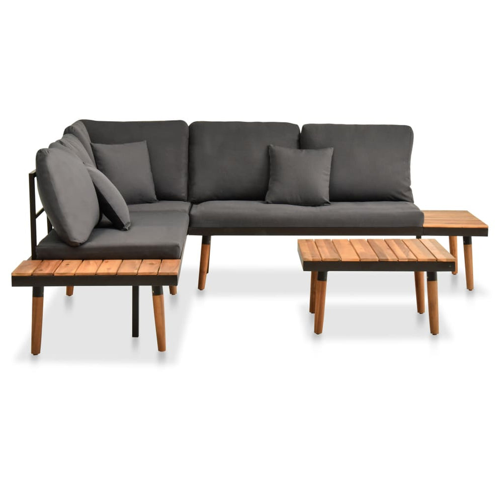 Set Mobilier De Grădină Cu Perne, 4 Piese, Lemn Masiv De Acacia