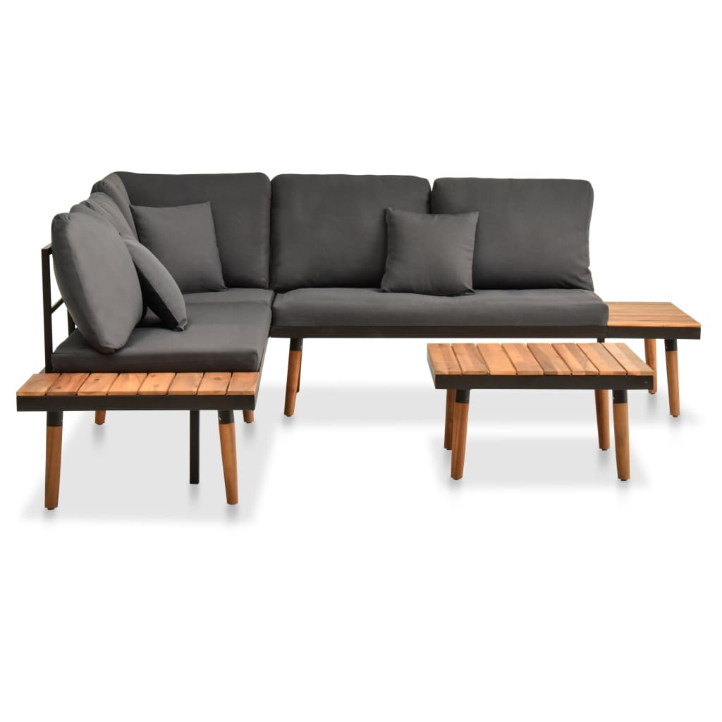 Set Mobilier De Grădină Cu Perne, 4 Piese, Lemn Masiv De Acacia