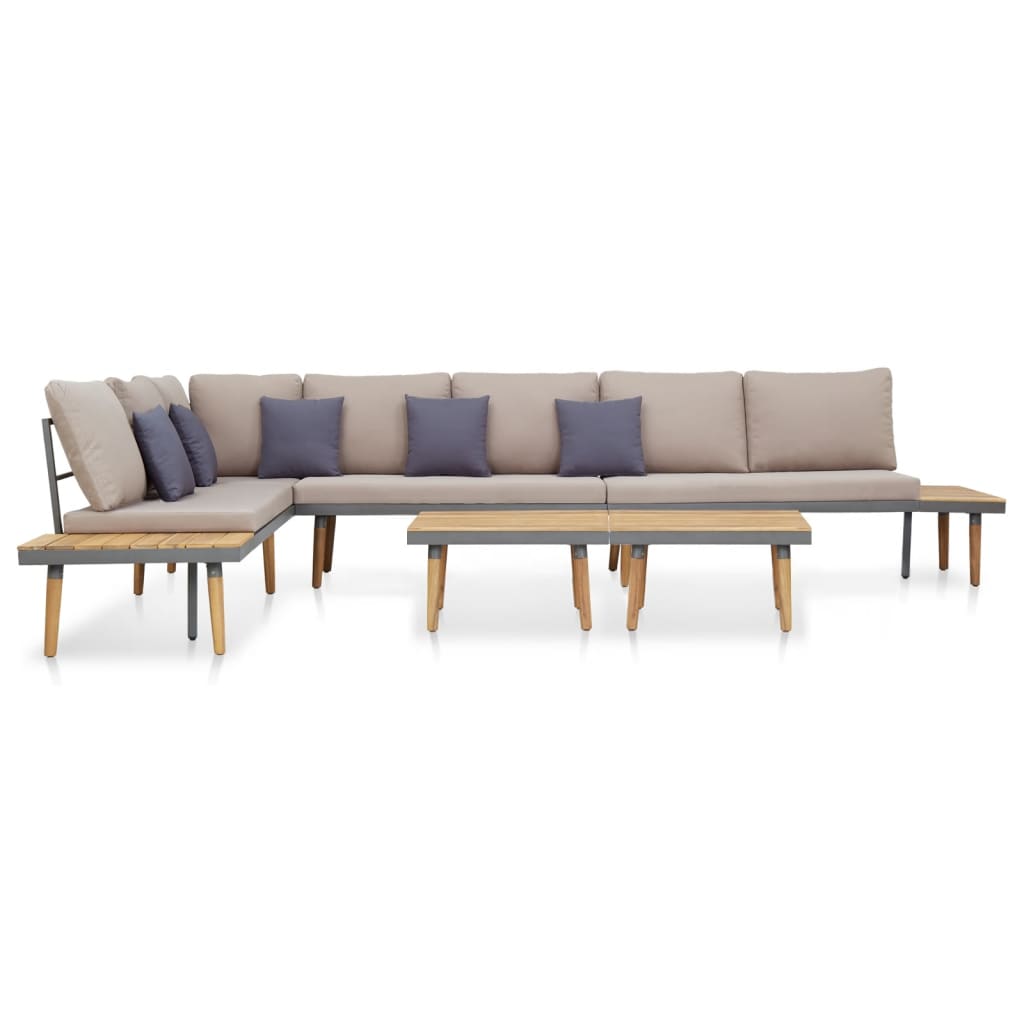 Set Mobilier Grădină 7 Locuri, Perne, Maro, Lemn Masiv Acacia