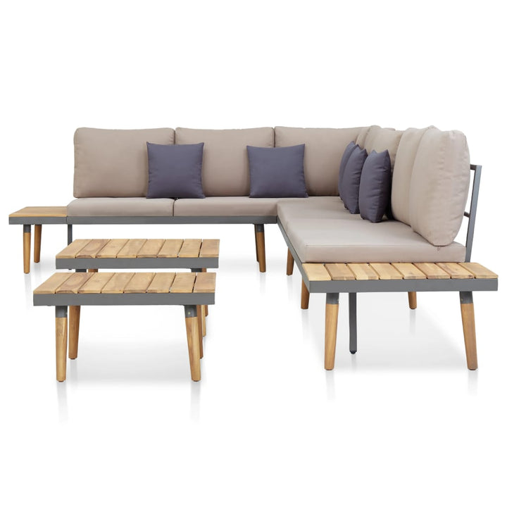Set Mobilier Grădină 7 Locuri, Perne, Maro, Lemn Masiv Acacia