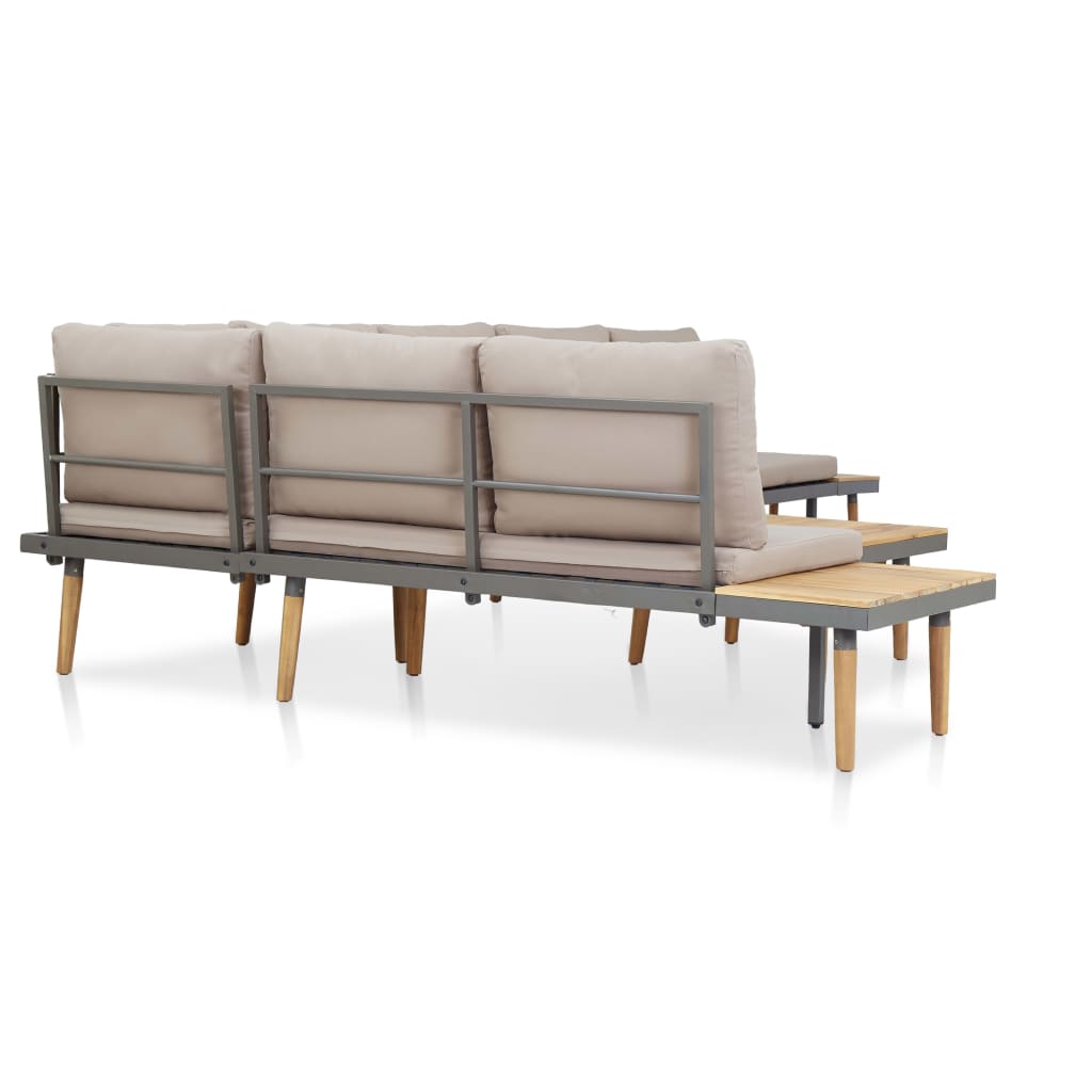 Set Mobilier Grădină 7 Locuri, Perne, Maro, Lemn Masiv Acacia