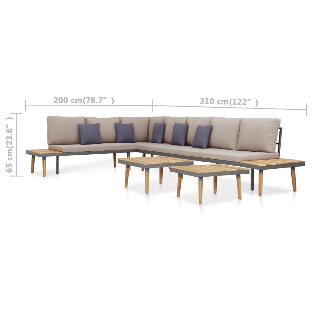 Set Mobilier Grădină 7 Locuri, Perne, Maro, Lemn Masiv Acacia