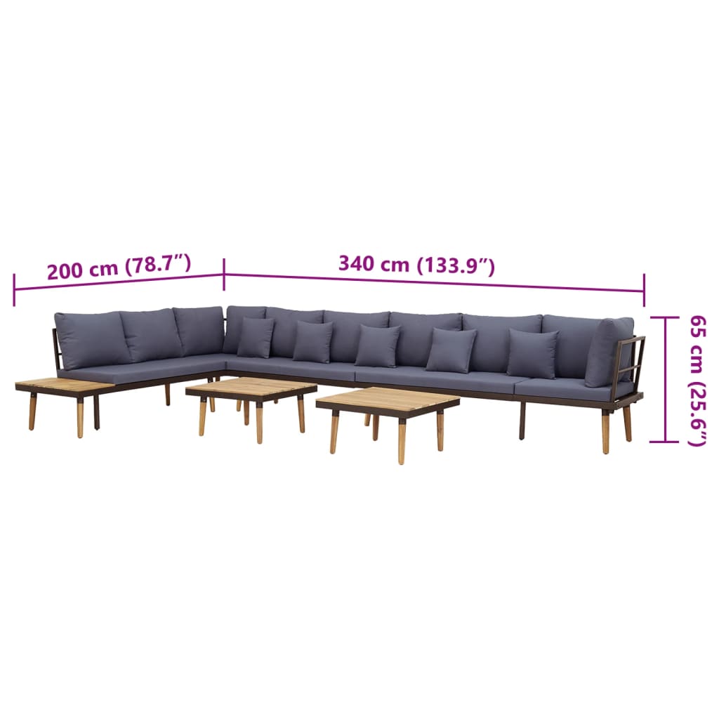 Set Mobilier De Grădină 8 Locuri Cu Perne Lemn Masiv De Acacia