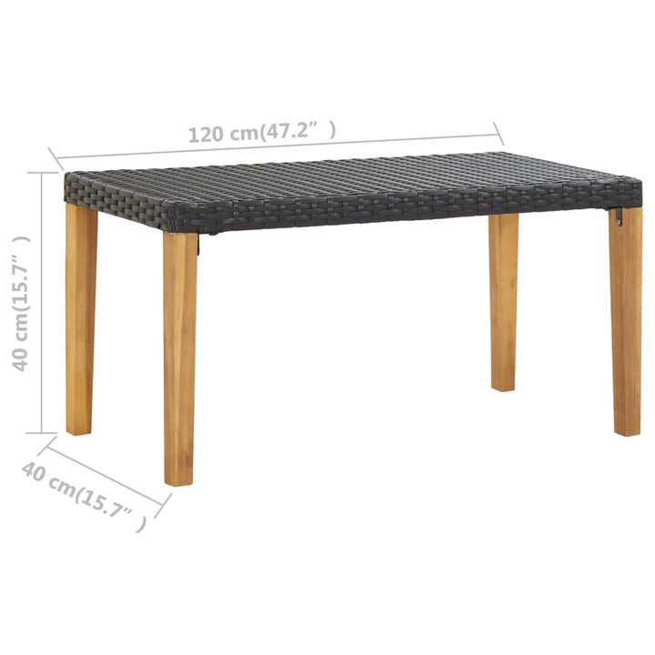Bancă De Grădină, , 120 Cm, Poliratan Și Lemn De Acacia