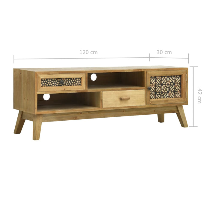 Comodă Tv Cu Model Sculptat, Maro, 120 X 30 X 42 Cm, Lemn