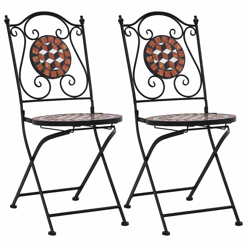 Scaune De Bistro Cu Mozaic, 2 Buc., Portocaliu/Gri