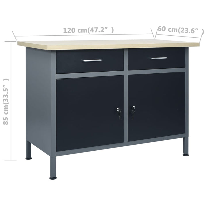 Banc De Lucru, Negru, 120 X 60 X 85 Cm, Oțel