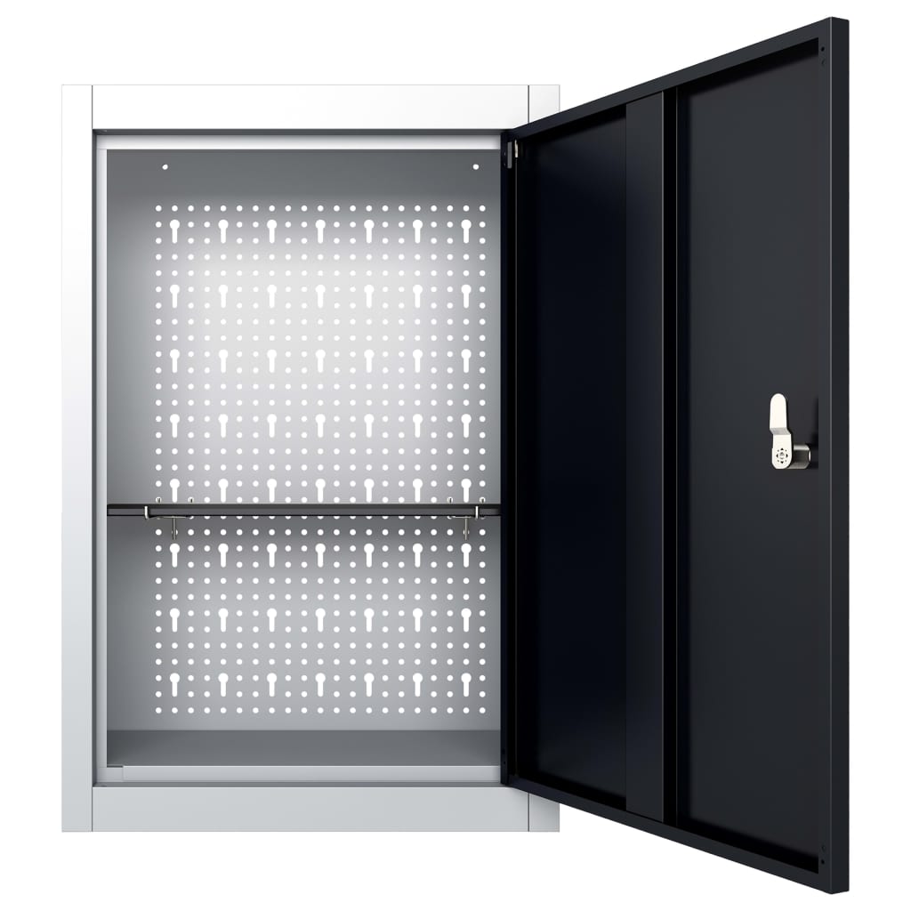 Dulap De Scule De Perete, Gri & Negru, Metal, Stil Industrial