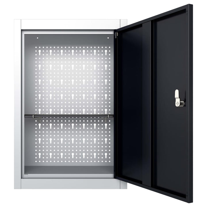 Dulap De Scule De Perete, Gri & Negru, Metal, Stil Industrial