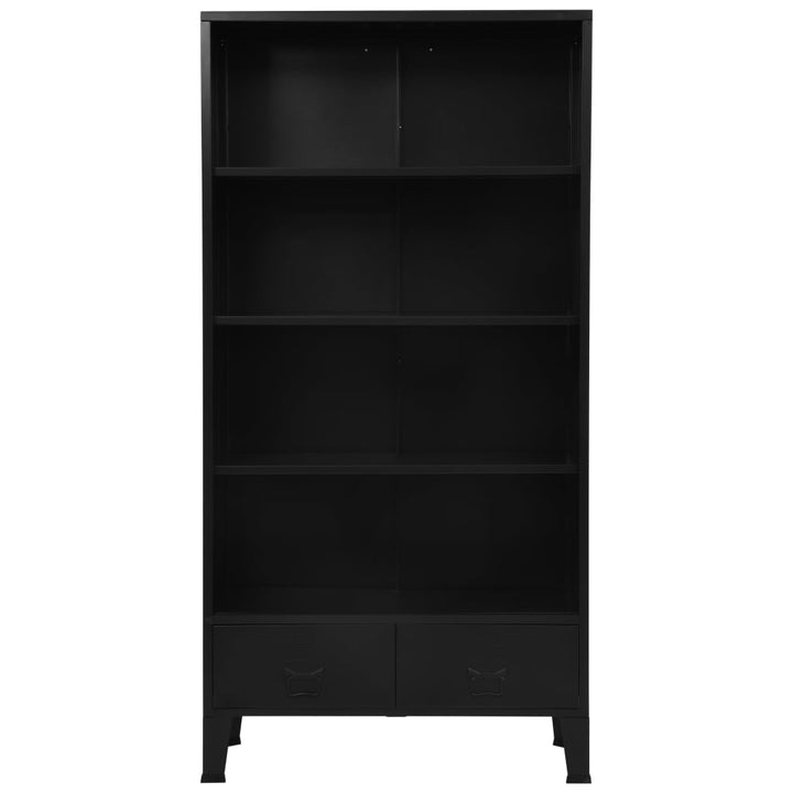 Bibliotecă, Negru, 90 X 40 X 180 Cm, Oțel, Industrial