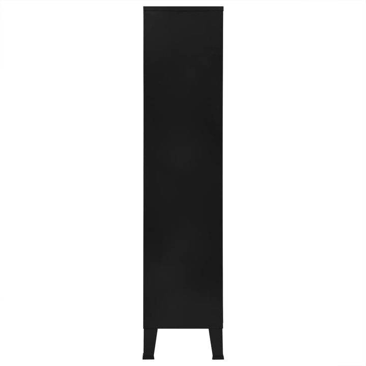 Bibliotecă, Negru, 90 X 40 X 180 Cm, Oțel, Industrial