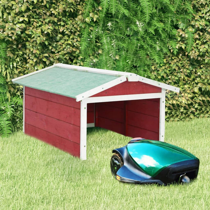 Garaj Mașină Tuns Iarba Robot Cafeniu&Alb 72X87X50 Cm Lemn Brad