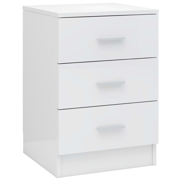 Noptiere, 2 Buc., Alb Extralucios, 38X35X56 Cm, Lemn Prelucrat