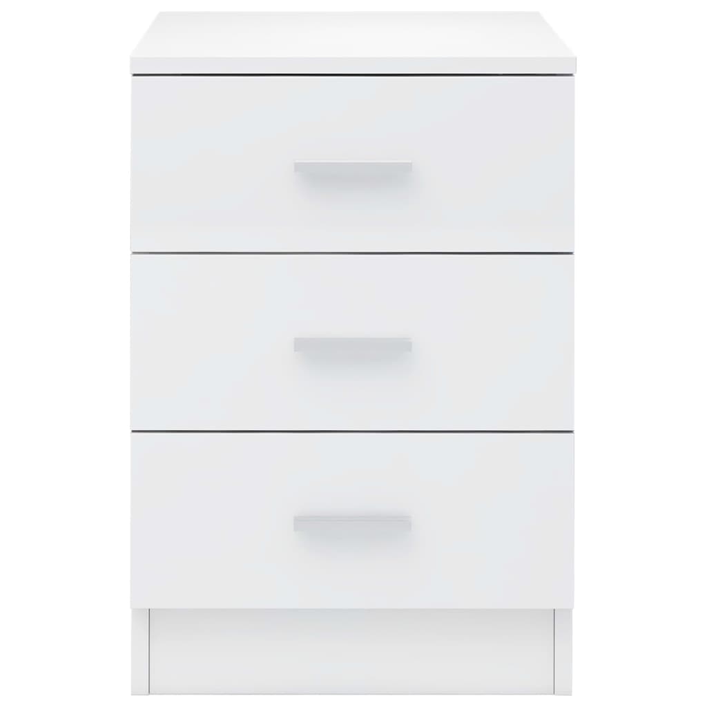 Noptiere, 2 Buc., Alb Extralucios, 38X35X56 Cm, Lemn Prelucrat