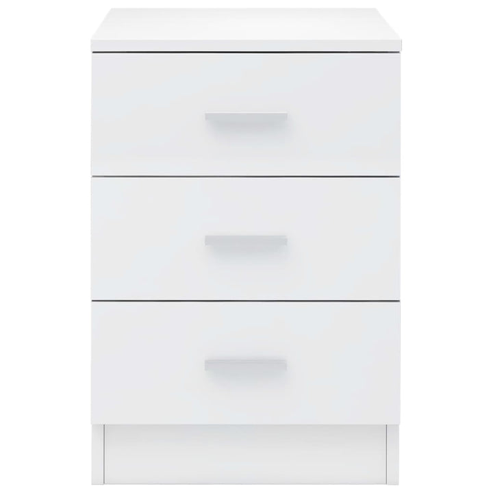 Noptiere, 2 Buc., Alb Extralucios, 38X35X56 Cm, Lemn Prelucrat