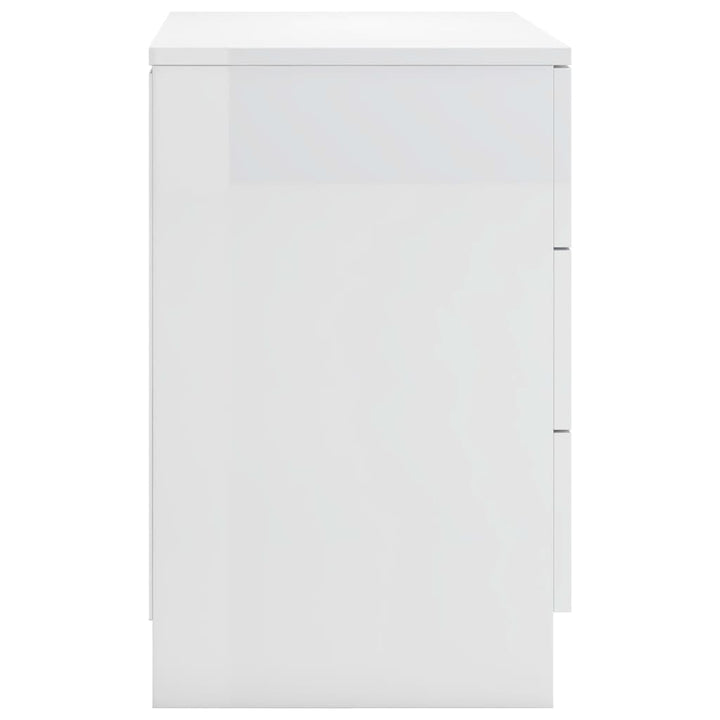 Noptiere, 2 Buc., Alb Extralucios, 38X35X56 Cm, Lemn Prelucrat
