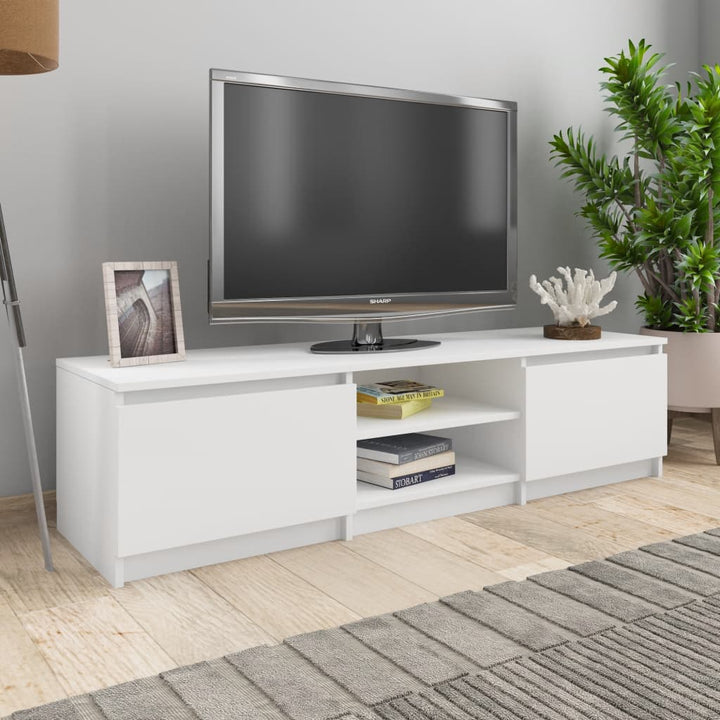 Dulap Tv, Alb Extralucios, 140X40X35,5 Cm, Lemn Prelucrat