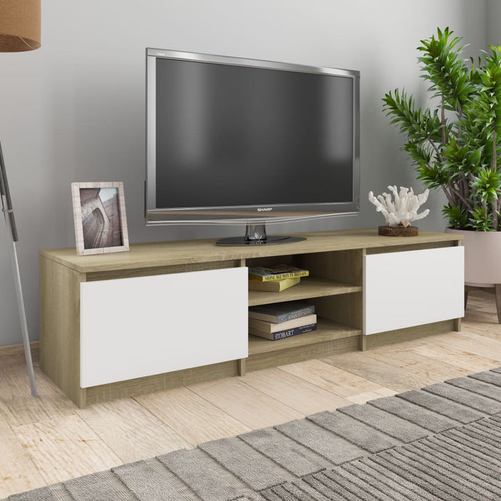Dulap Tv, Alb Extralucios, 140X40X35,5 Cm, Lemn Prelucrat