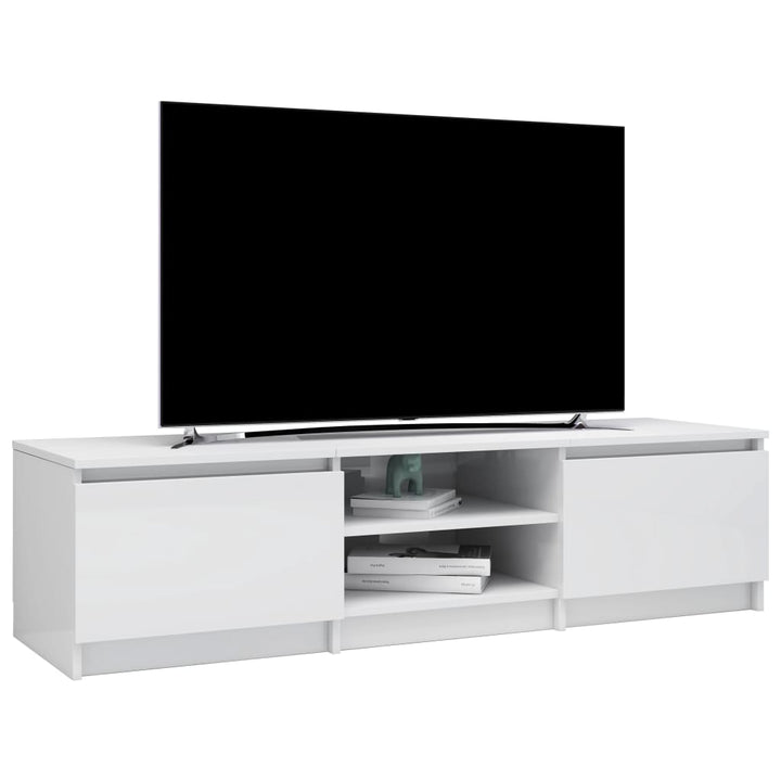 Dulap Tv, Alb Extralucios, 140X40X35,5 Cm, Lemn Prelucrat